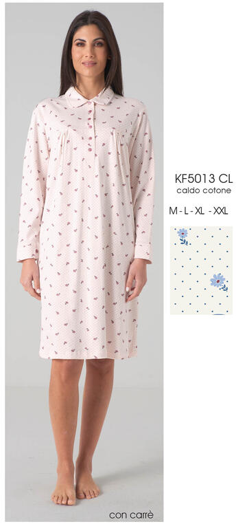ART. KF5013 CL- camicia notte donna carre' m/l kf5013 cl - Fratelli Parenti